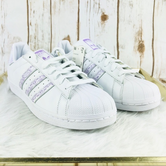 Adidas Superstar Paisley Purple White Sneakers - Picture 3 of 9